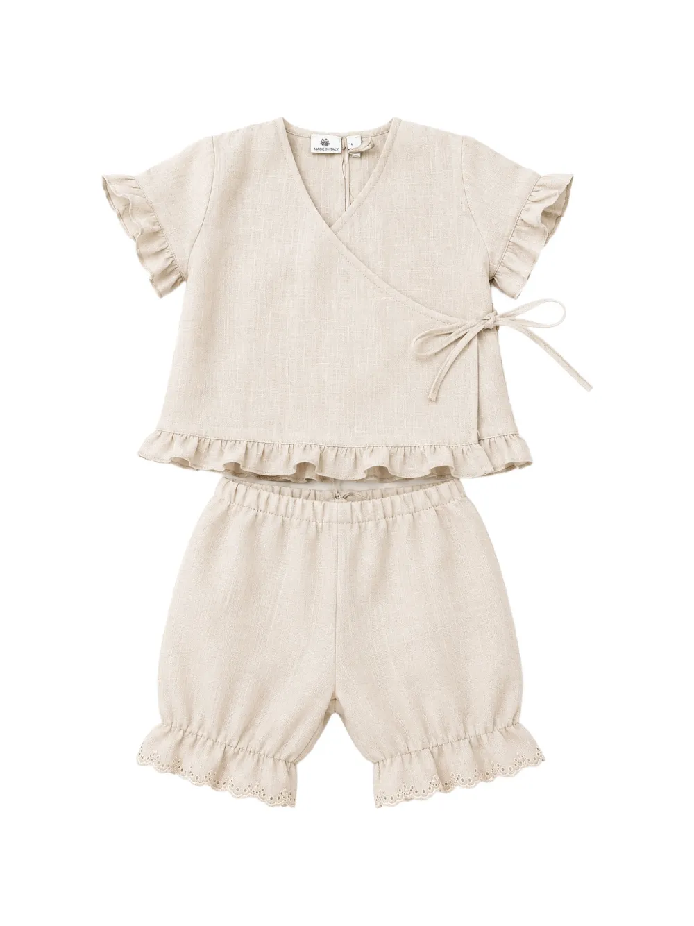 JESURUM BABY ruffled wrap-design tracksuit - Toni neutri