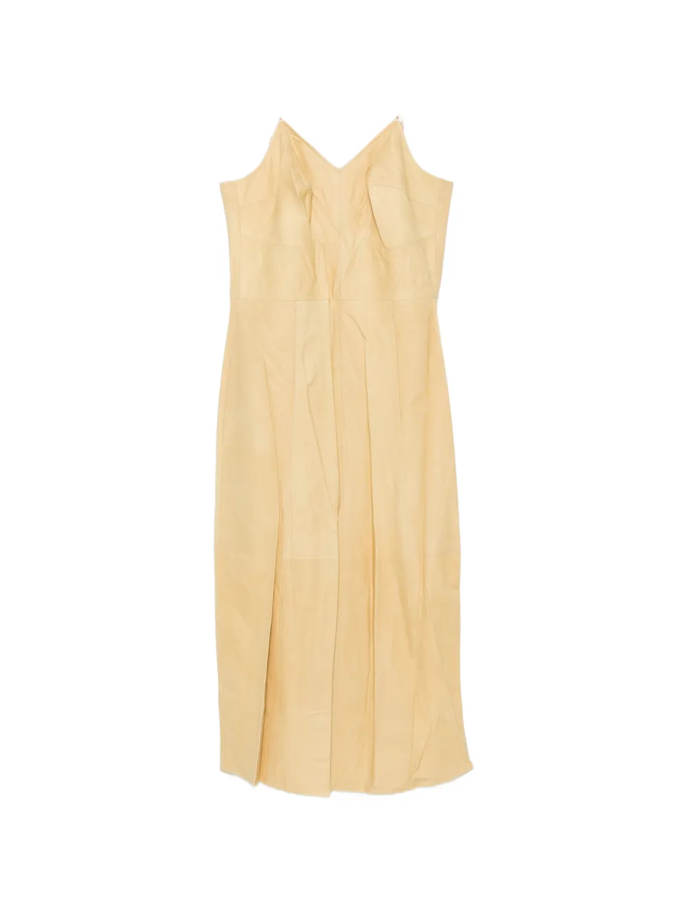 CALVIN KLEIN COLLECTION spaghetti-strap V-neck midi dress - Giallo