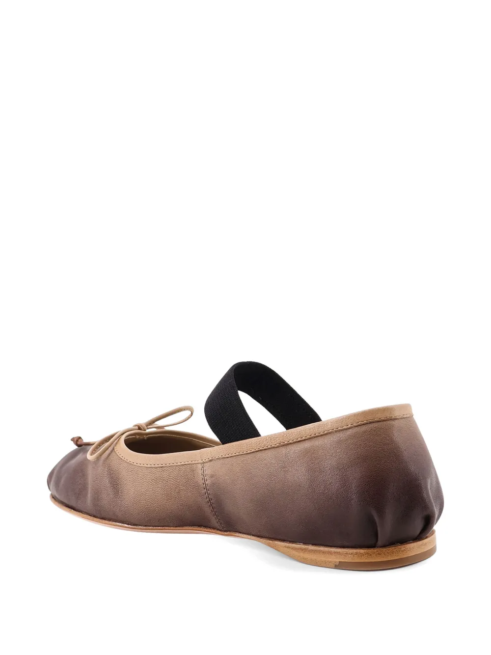 Miu logo-strap bow-detail ballet flats Beige
