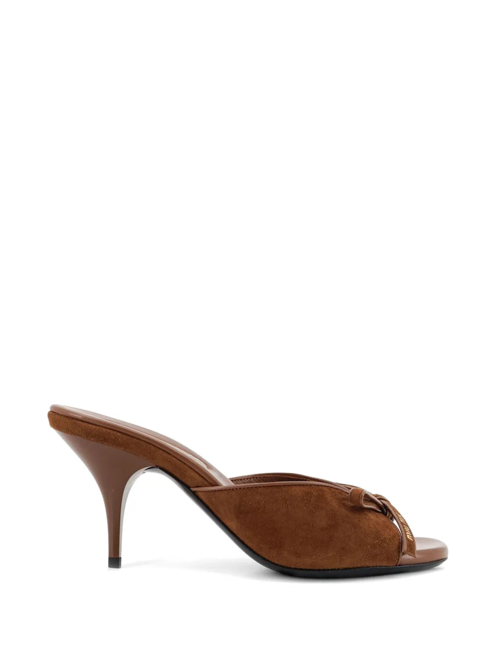 Miu Miu bow-detail suede sandals - Marrone