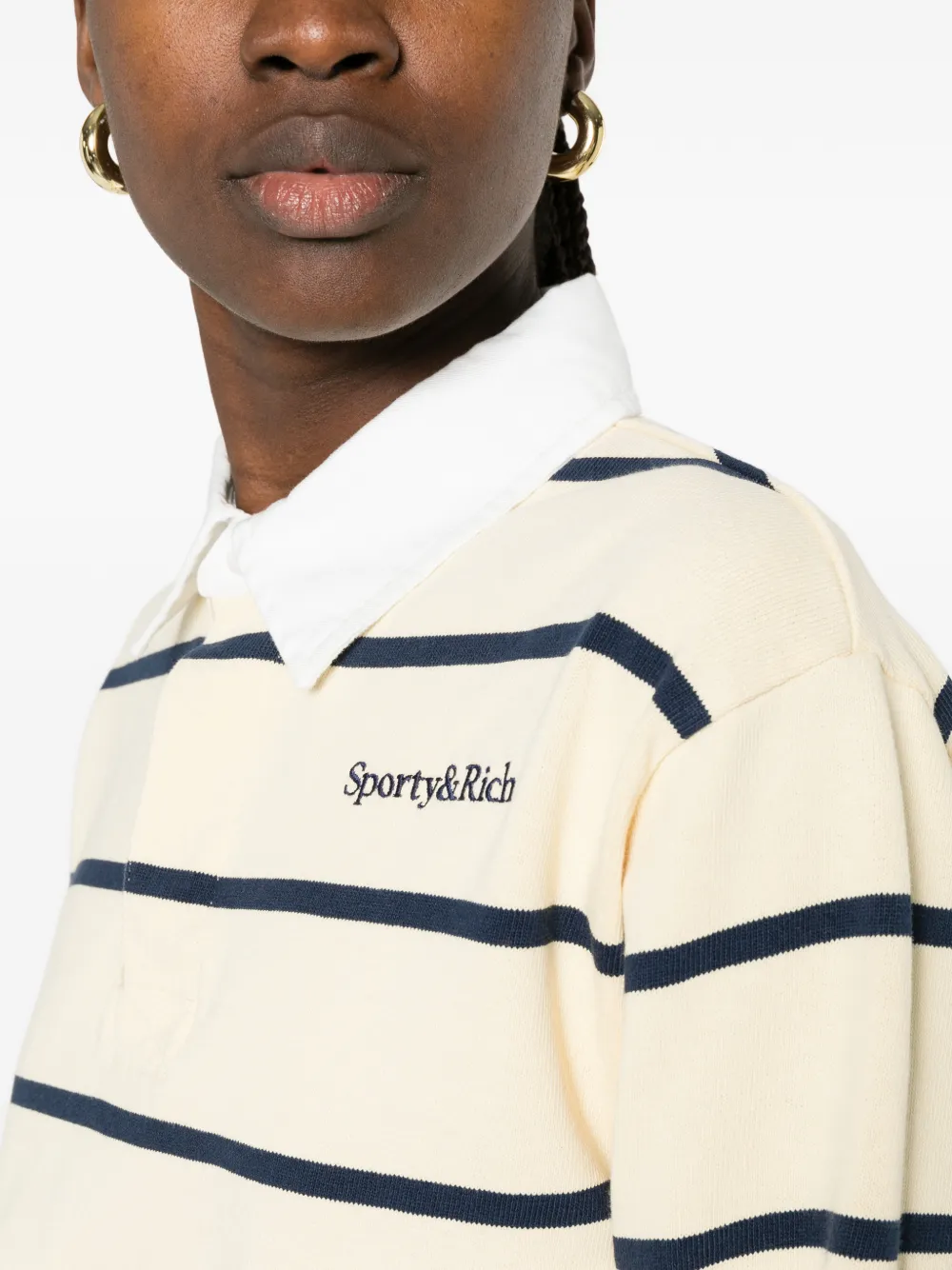Sporty & Rich Gestreept poloshirt Beige