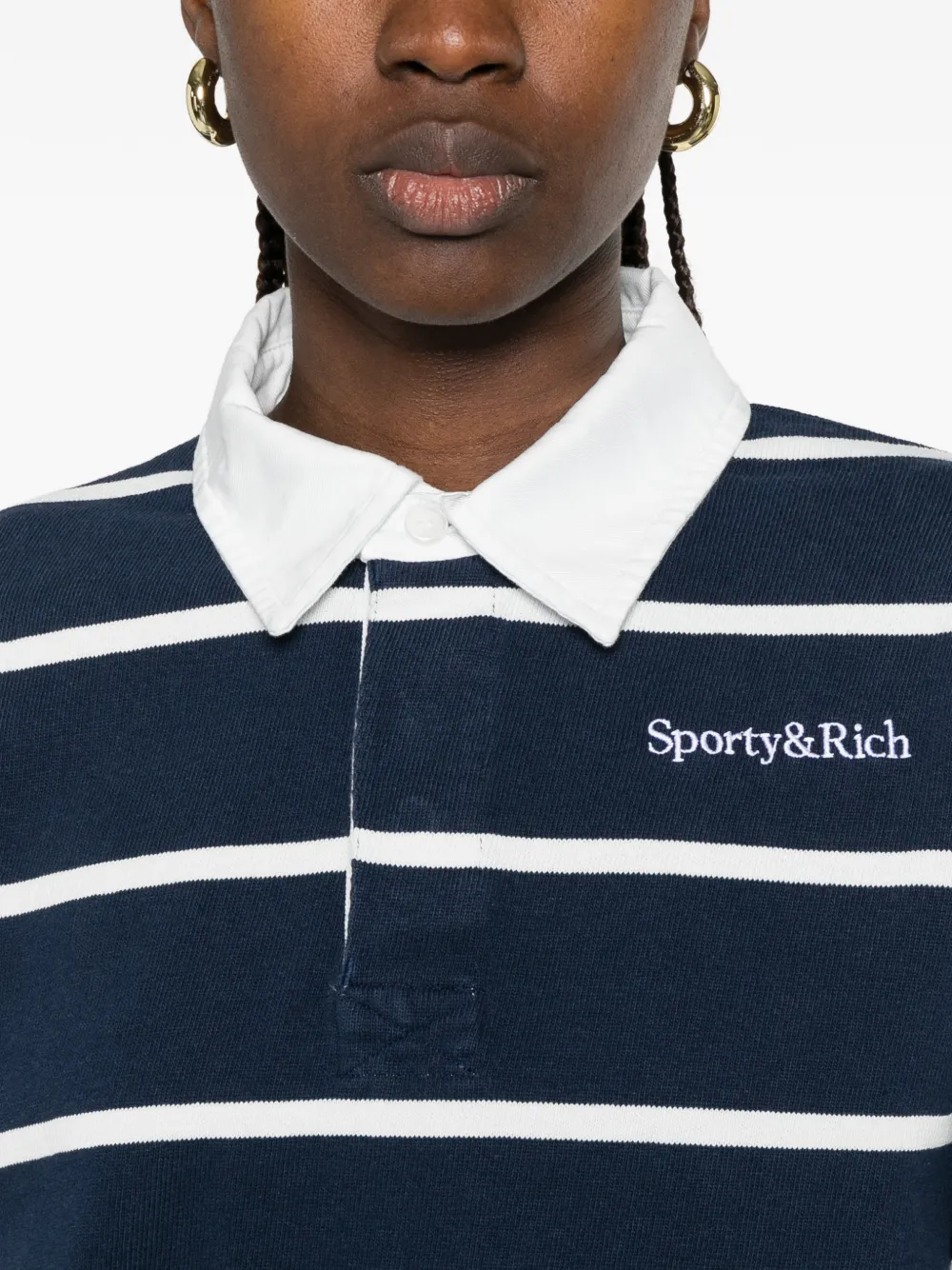 Sporty & Rich Gestreept rugbyshirt Blauw