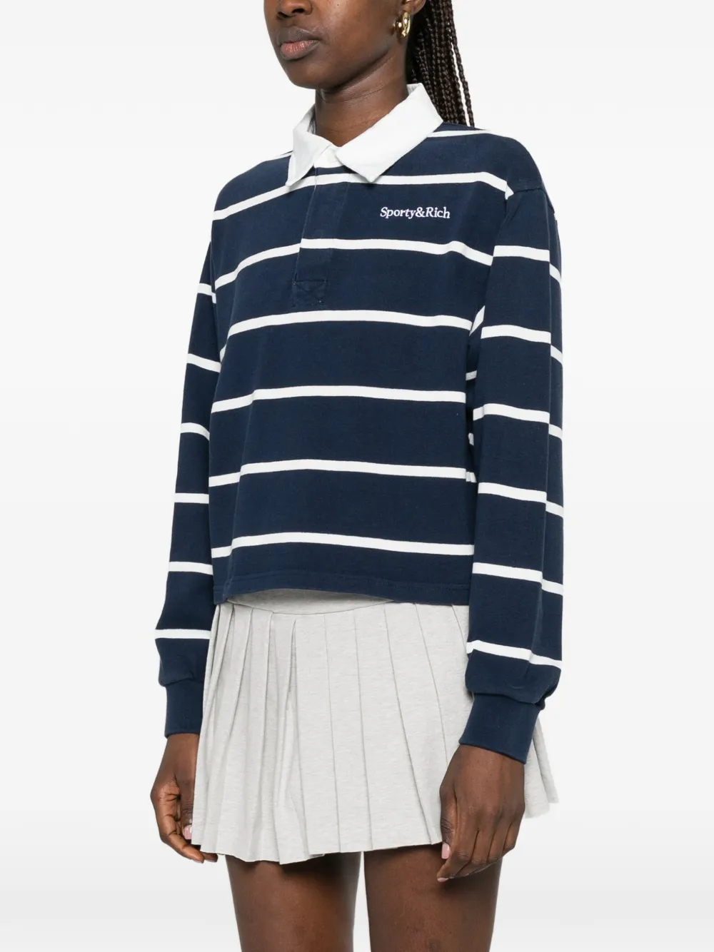 Sporty & Rich Gestreept rugbyshirt Blauw