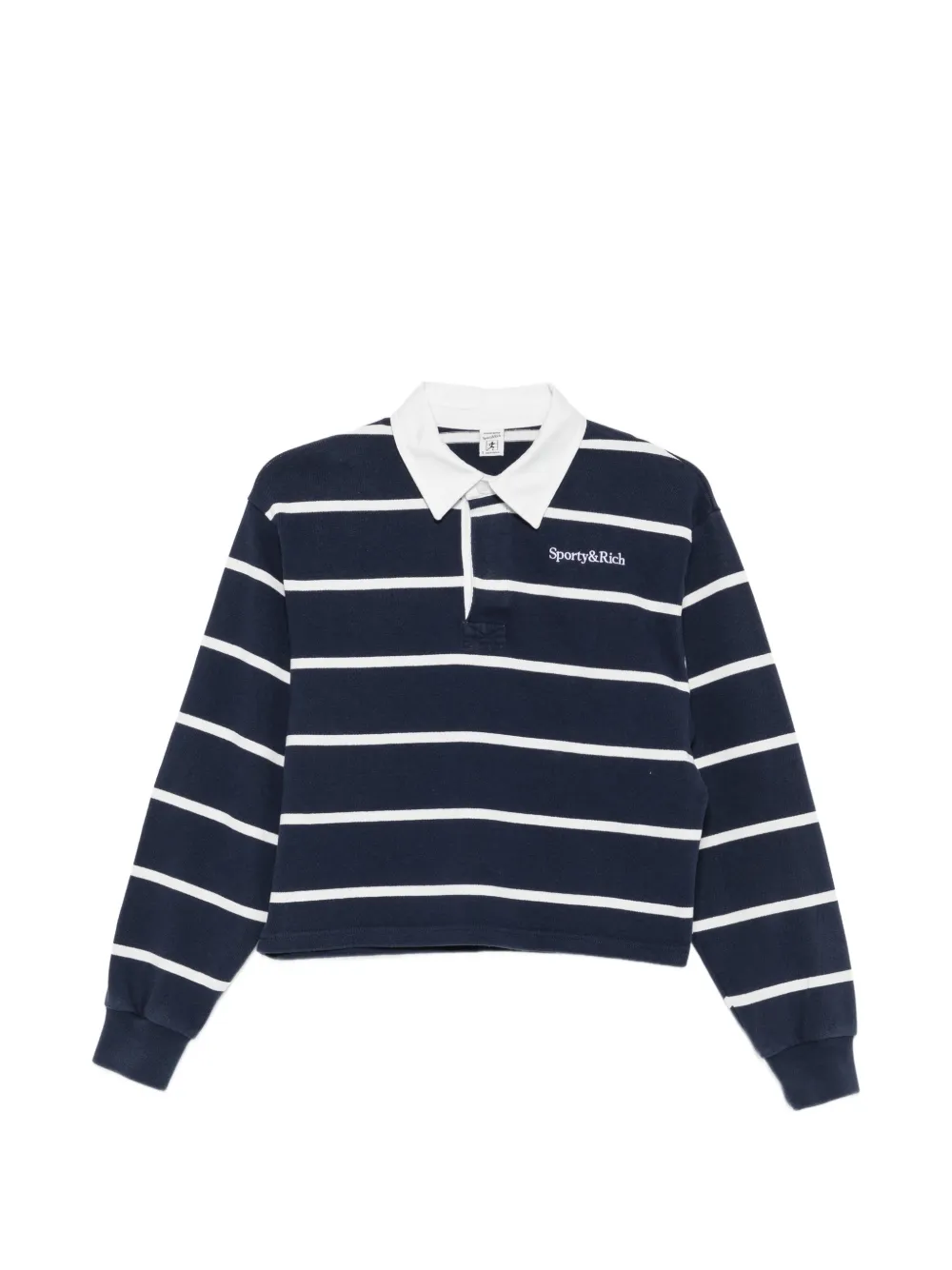Sporty & Rich striped-pattern cropped rugby shirt - Blu