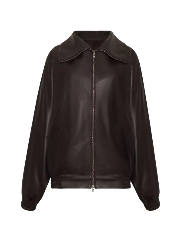 Adam Lippes Presley Bomber Jacket in Brown