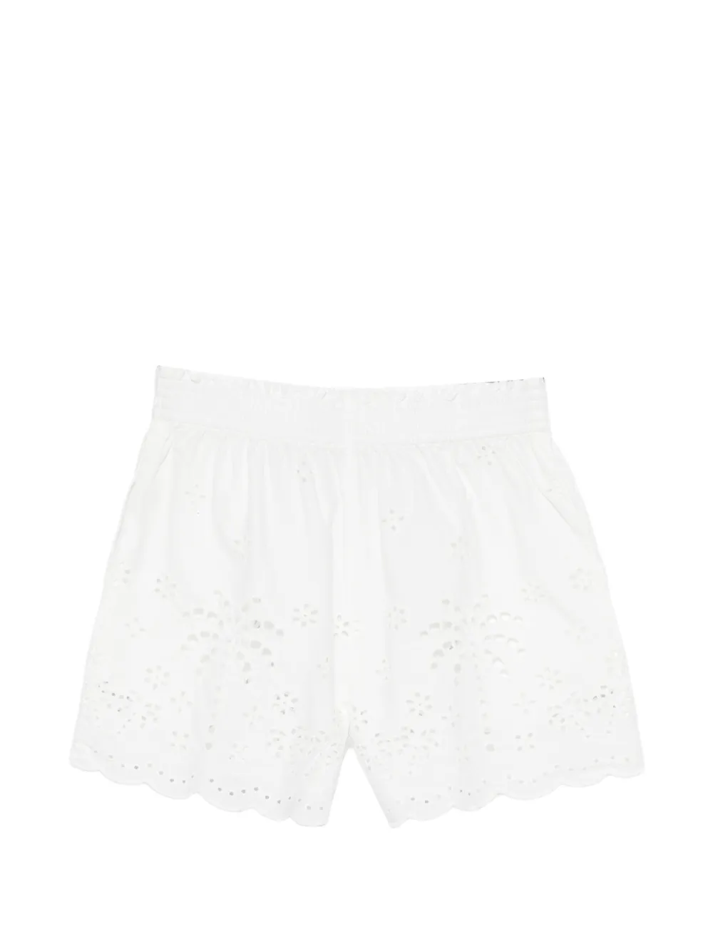MC2 Saint Barth Kids Meave broderie anglaise shorts met palmboom Wit