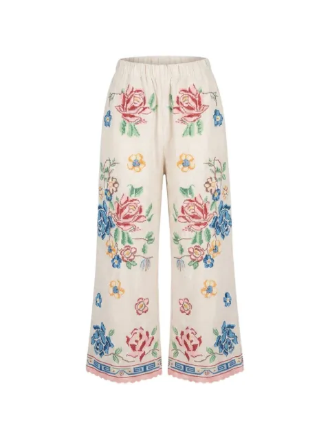 orsina floral-embroidered trousers