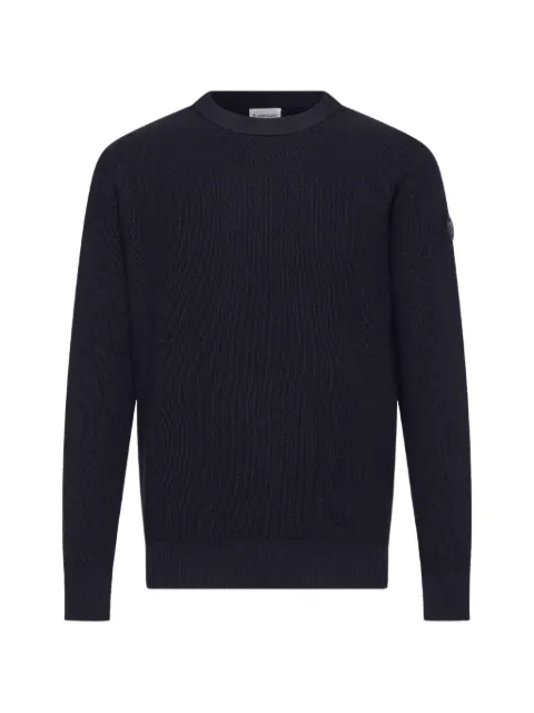 Moncler logo-patch waffle-knit sweater