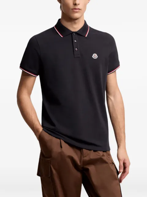 Moncler Tricolour-Trimmed logo-patch polo shirt