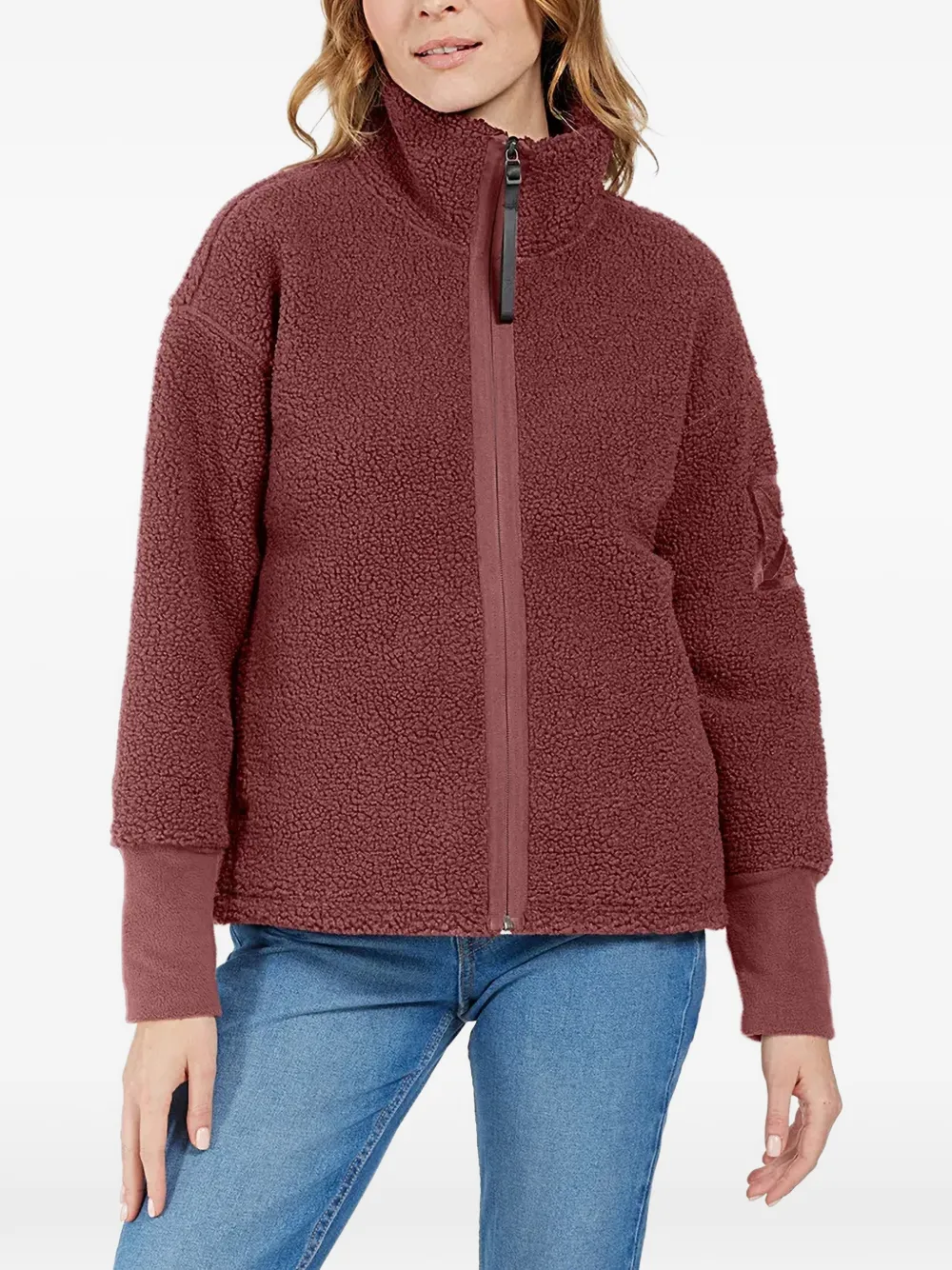 Didriksons Mella fleece-texture zip-up jacket - Rot