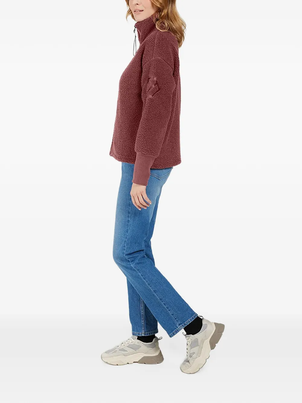 Didriksons Mella jack met fleecetextuur en rits Rood