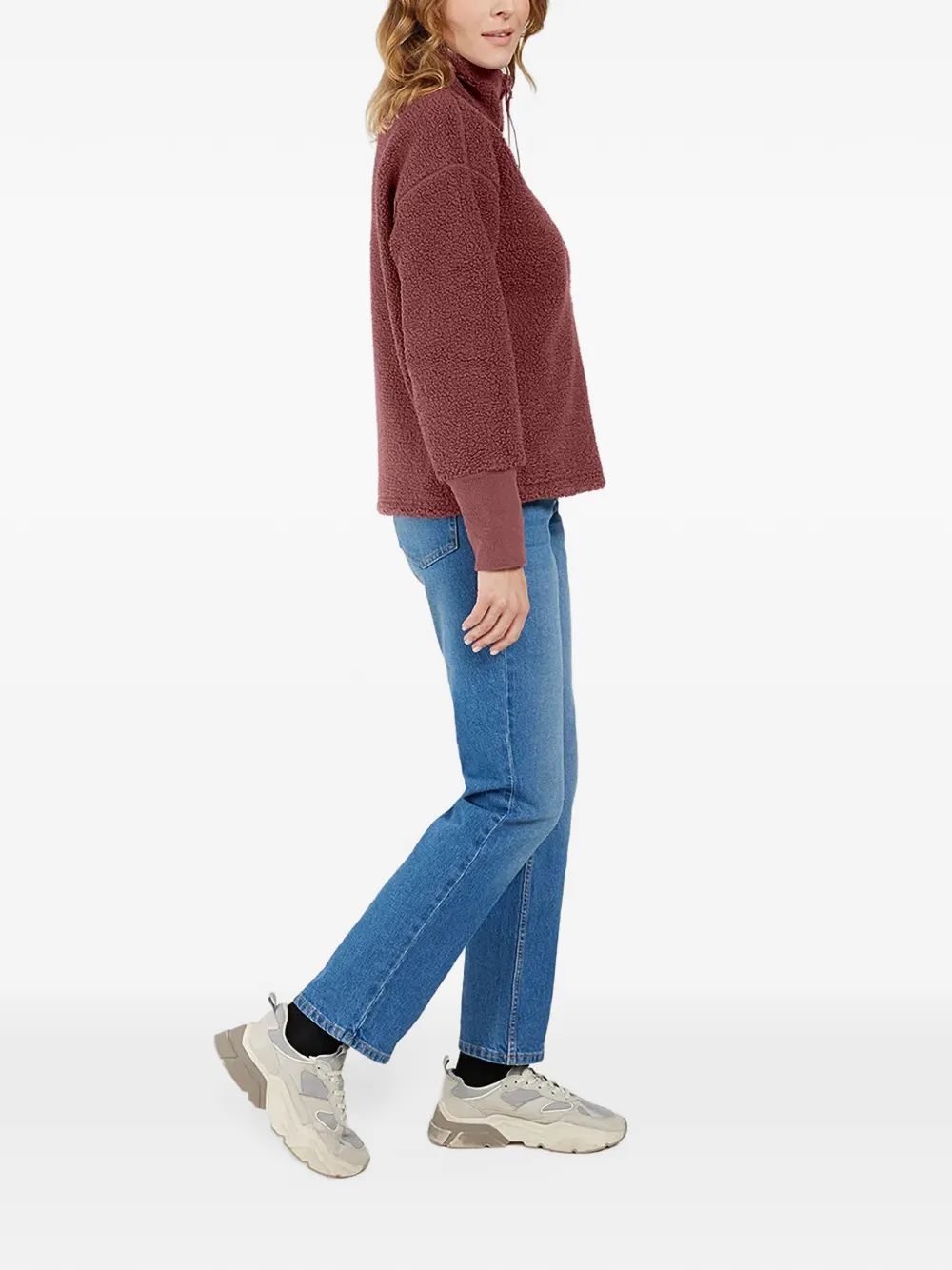 Didriksons Mella jack met fleecetextuur en rits Rood