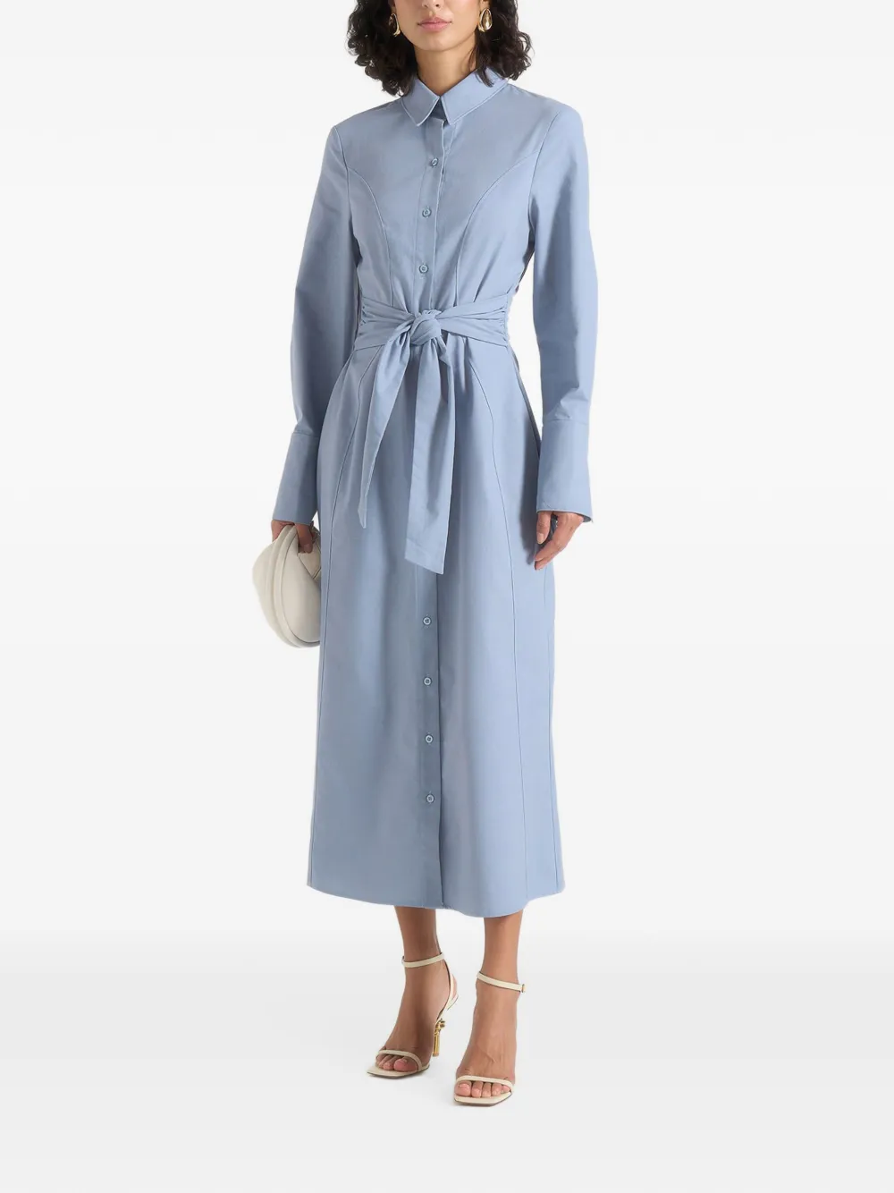Manière De Voir Fern midi-jurk met gestrikte taille Blauw