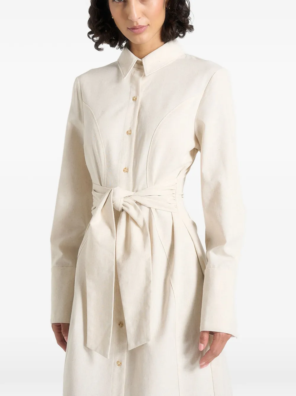 Manière De Voir Fern tie-waist midi dress - Neutrals