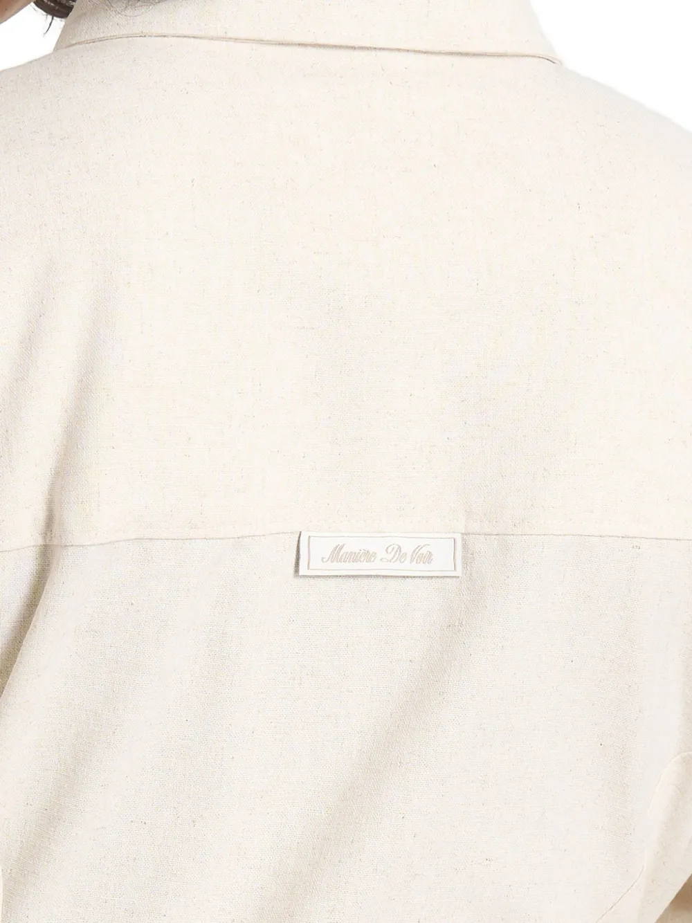 Manière De Voir Fern linnen midi-blousejurk met stropdas taille Beige