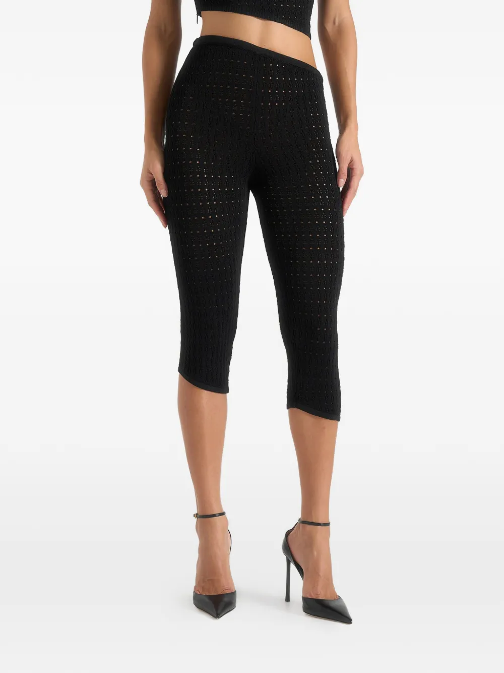 Manière De Voir Aimee pointelle asymmetric leggings - Black