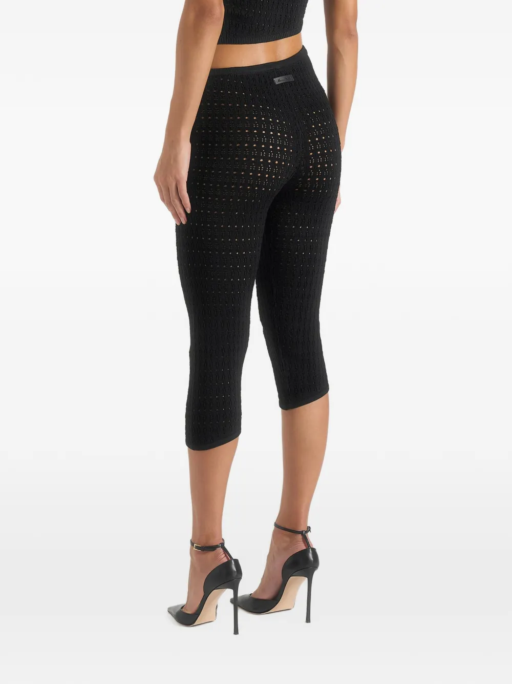 Manière De Voir Piper pointelle asymmetrische capri legging Zwart