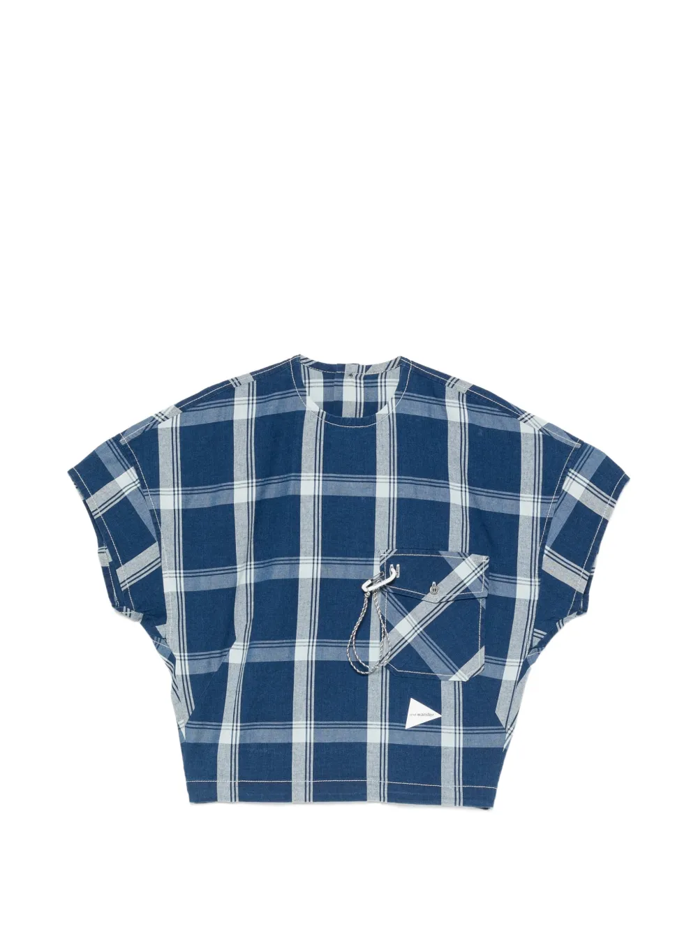 and Wander check-print back-button blouse - Blu