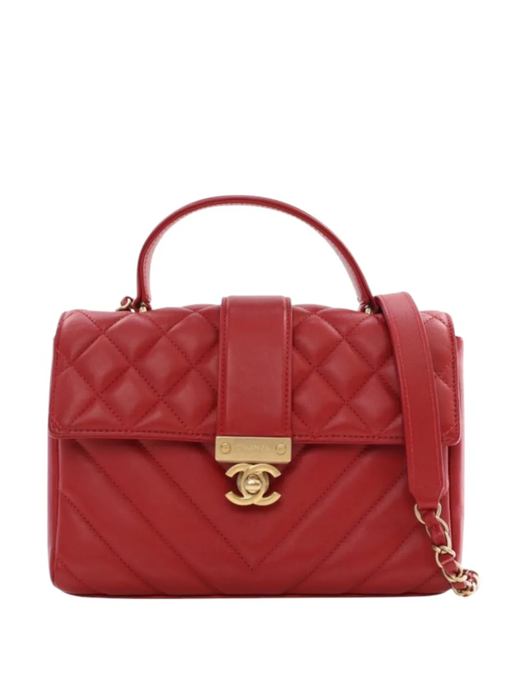 CHANEL Pre-Owned 2019 Small Mixed Quilt Calfskin In The City Top Handle Bag satchel - Red