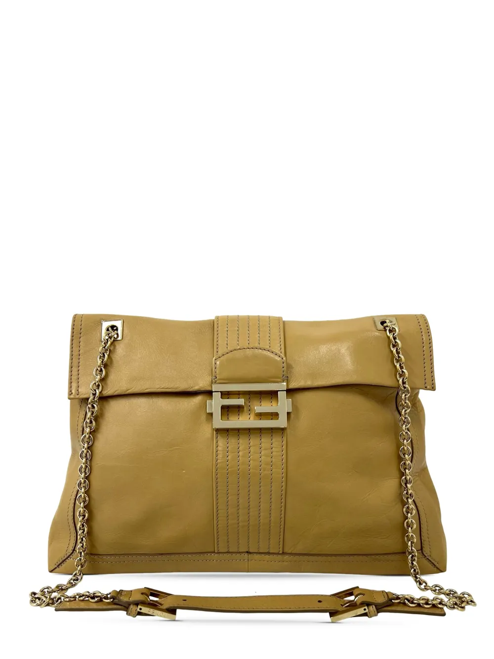 Fendi Pre-Owned 2000-2010 Leather Maxi Baguette Flap Bag shoulder bag - Marrone