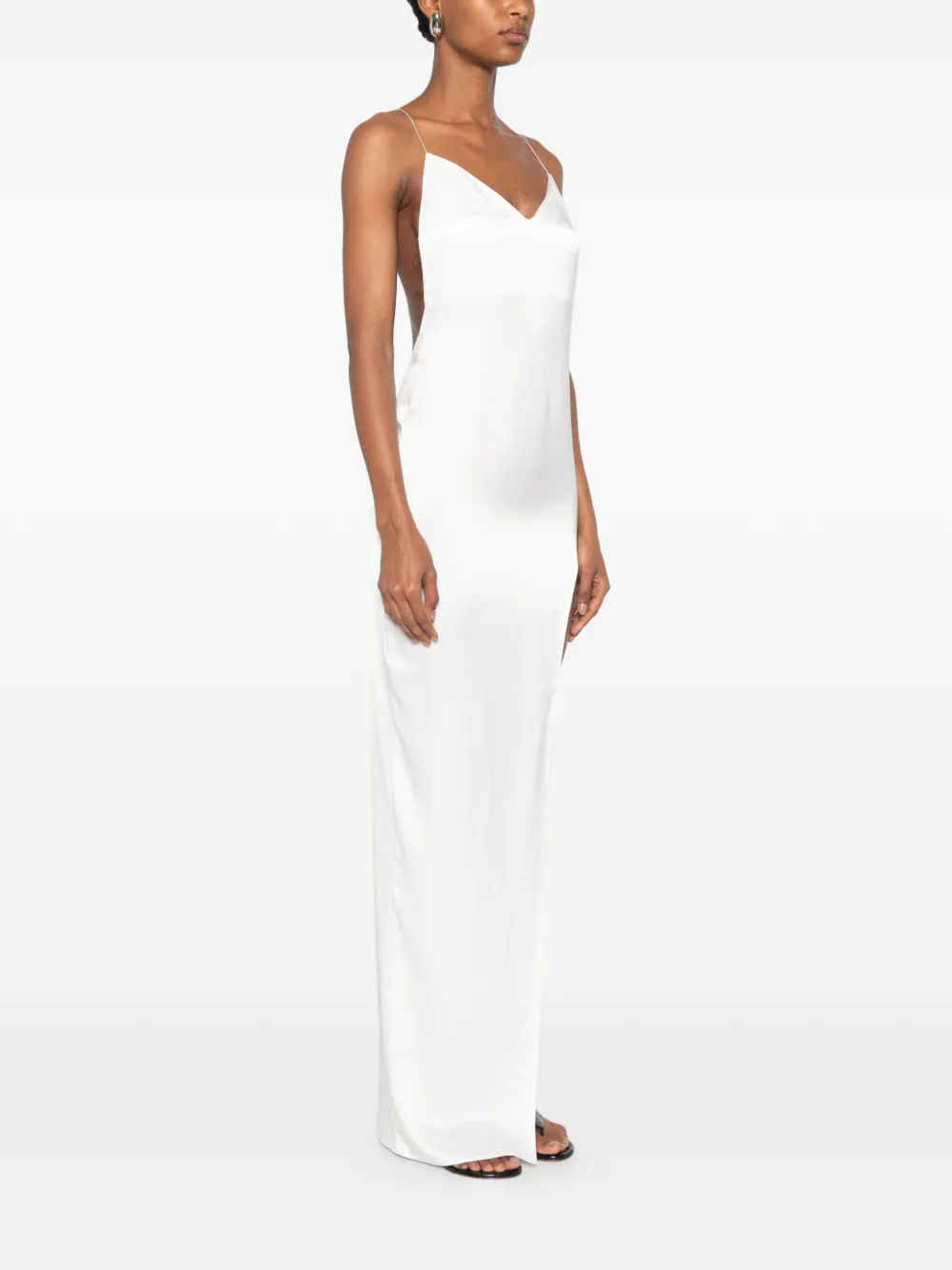 Vestiaire d'un Oiseau Libre Tri-Cut maxi-jurk met open achterkant Wit
