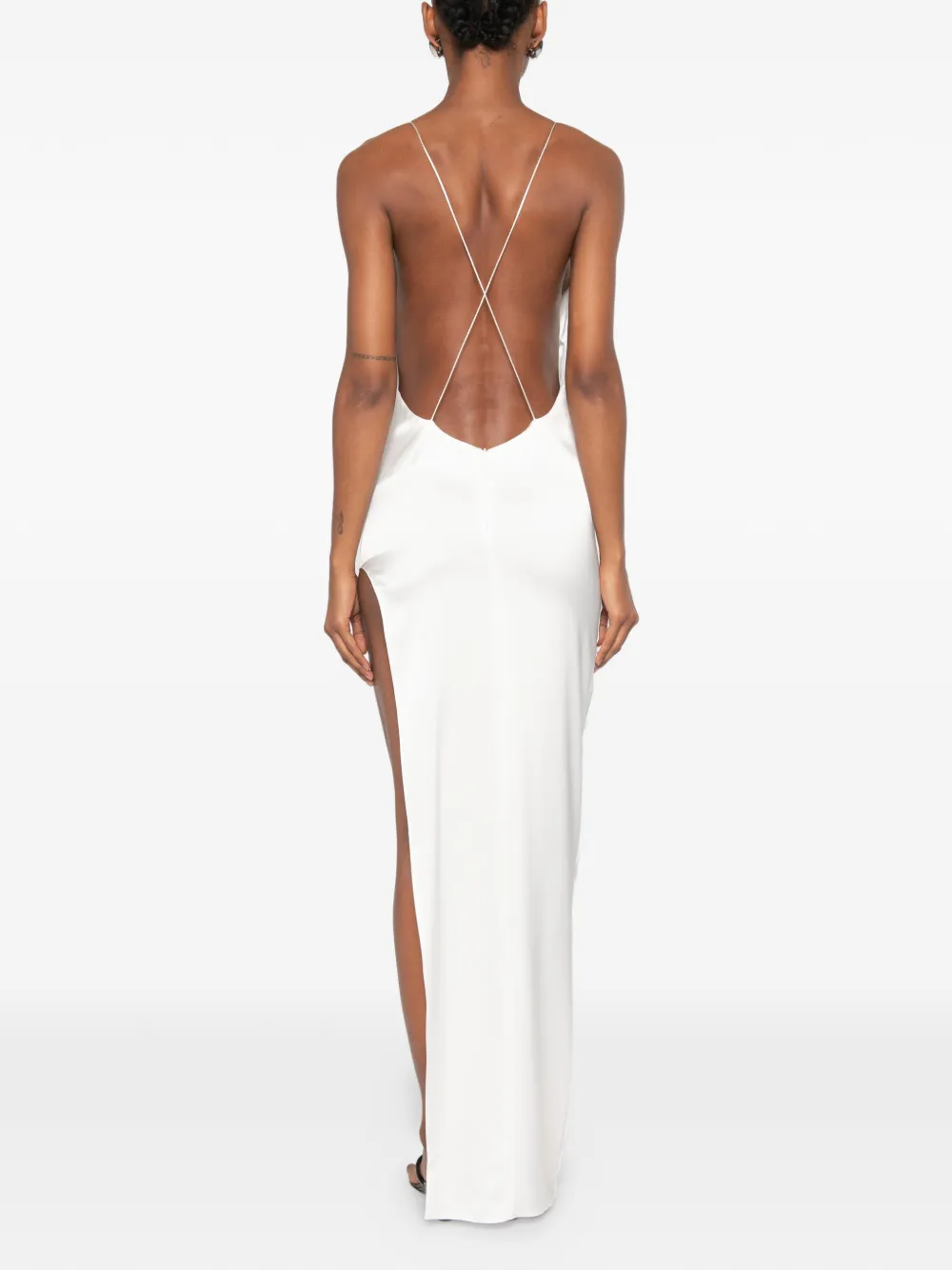 Vestiaire d'un Oiseau Libre Tri-Cut maxi-jurk met open achterkant Wit