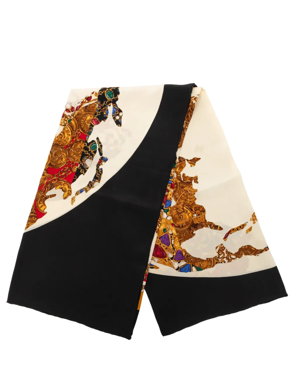 CHANEL Pre-Owned Foulard in seta con motivo Gripoix 1990-2010 - Nero