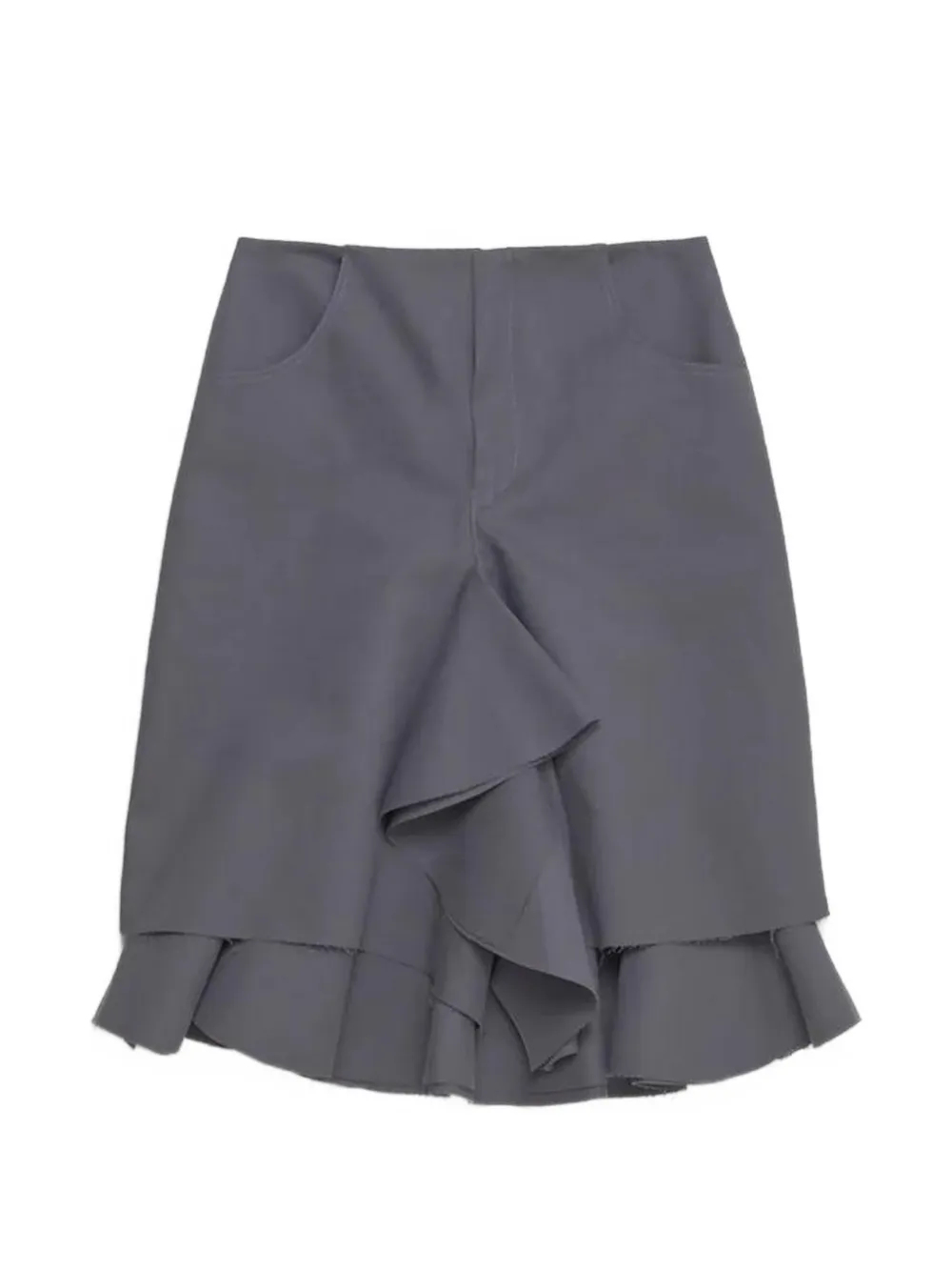 Fidan Novruzova Evi ruffled frayed skirt - Grigio