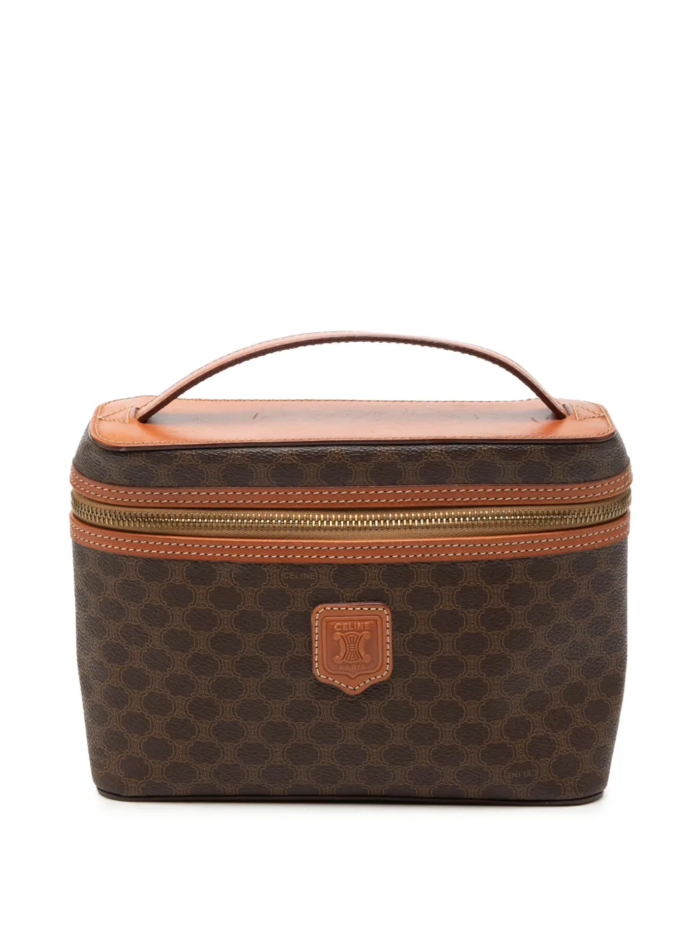 Celine Pre-Owned 20th Century Macadam Coated Canvas vanity bag - Marrone