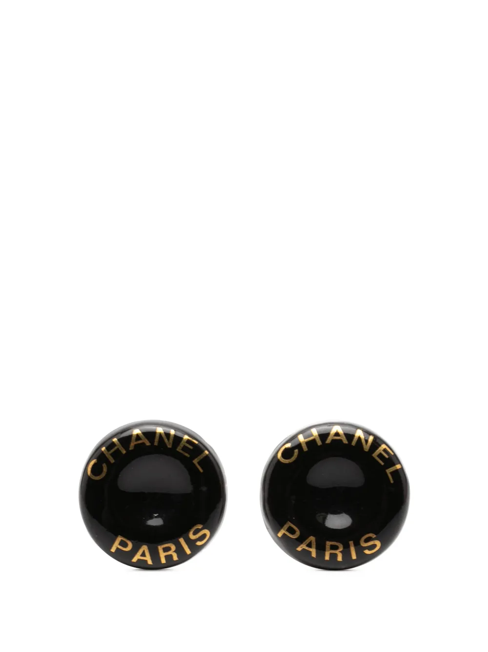 CHANEL Pre-Owned 1997 CC Resin and Brass Logo Print Clip On Earrings costume earrings - Nero