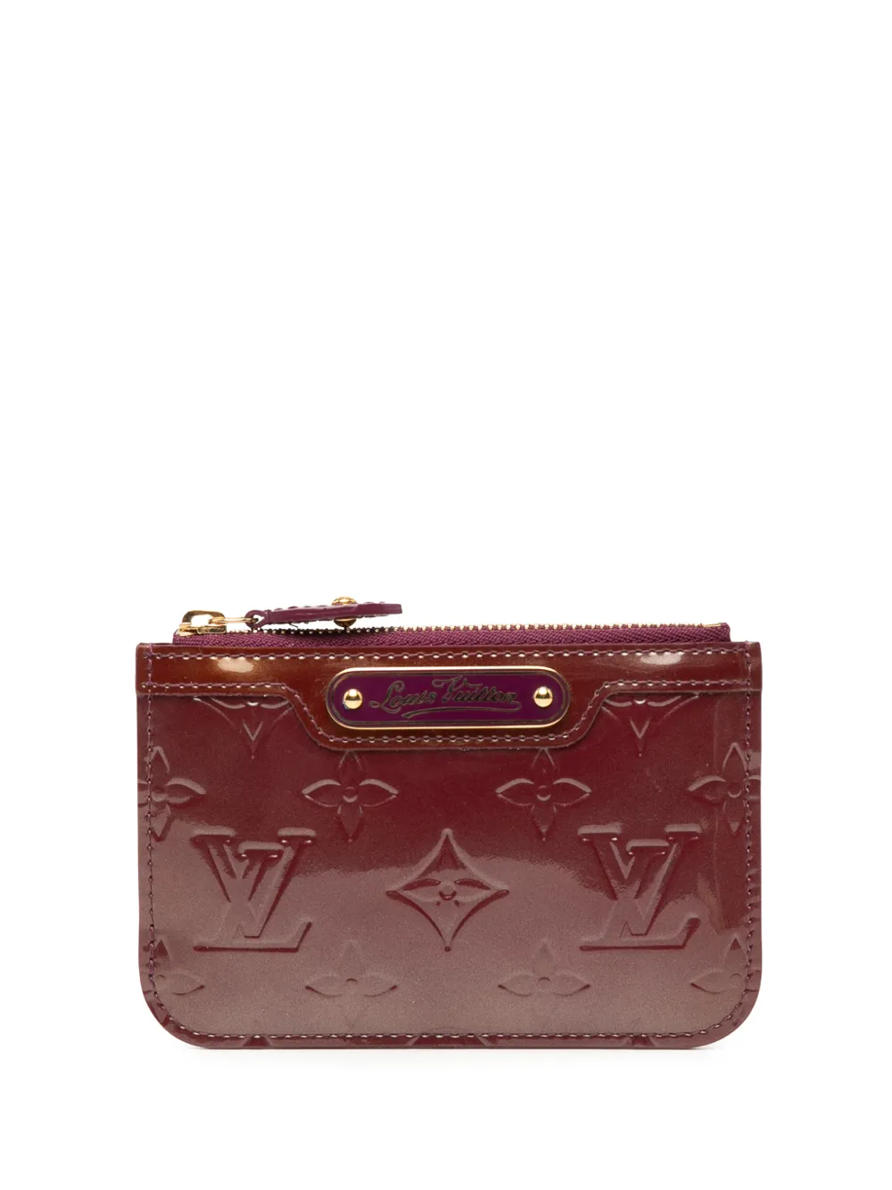 Pre-owned Louis Vuitton 2007 Monogram Vernis Key Pouch Coin Pouch In Red