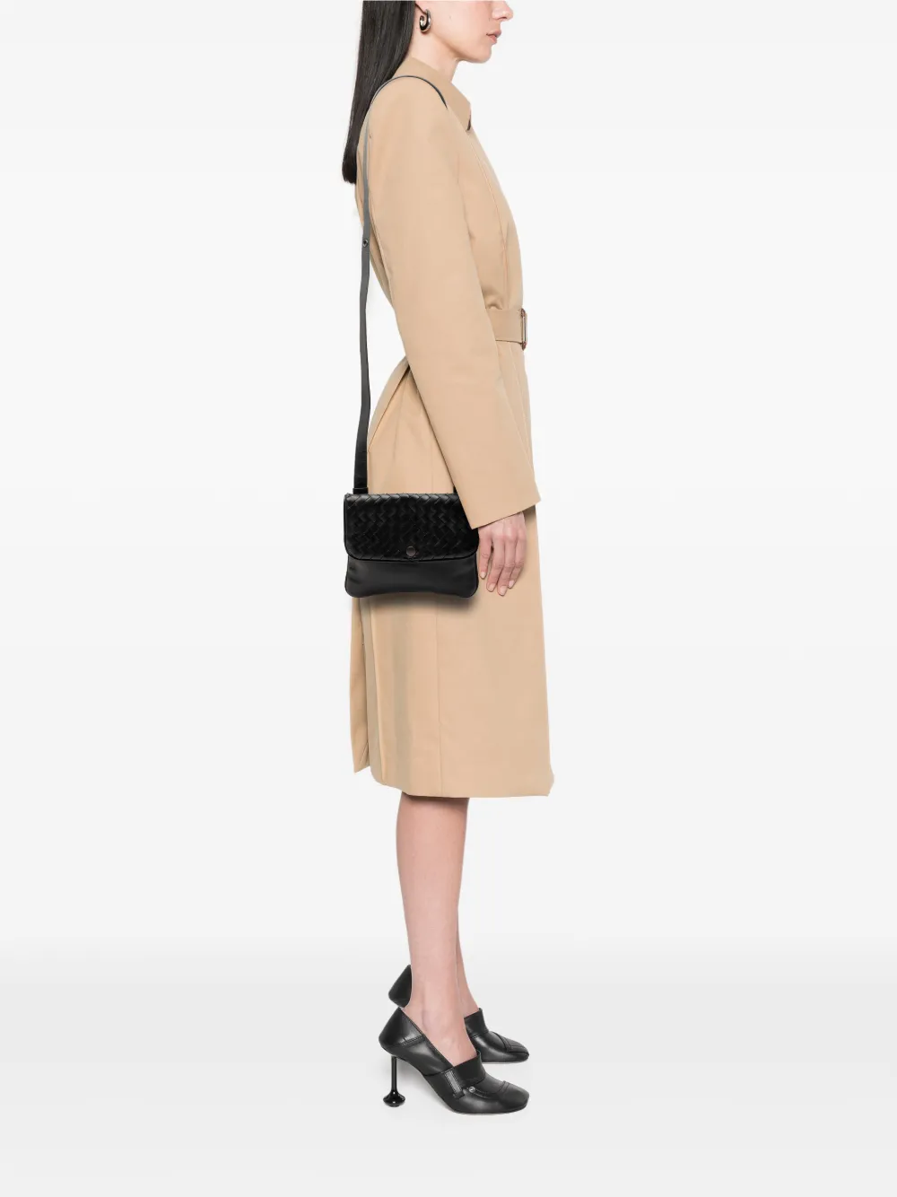  Bottega Veneta Pre-owned Sacoche à Bandoulière En Cuir Nappa à Finitions Intrecciato (2000-2026) - Noir 