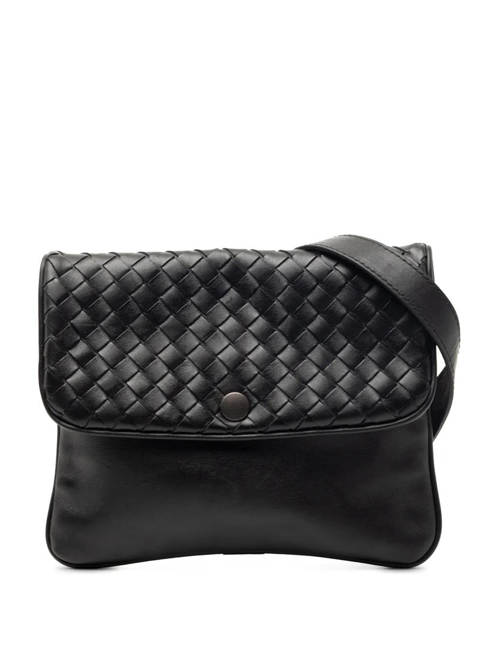 Bottega Veneta Pre-Owned 2000-2026 Intrecciato Trimmed Nappa crossbody bag - Black