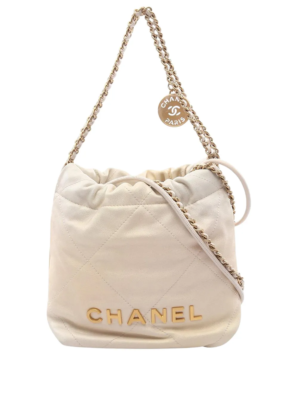 CHANEL Pre-Owned 2021-2026 Mini Shiny Calfskin 22 Handbag satchel - Bianco