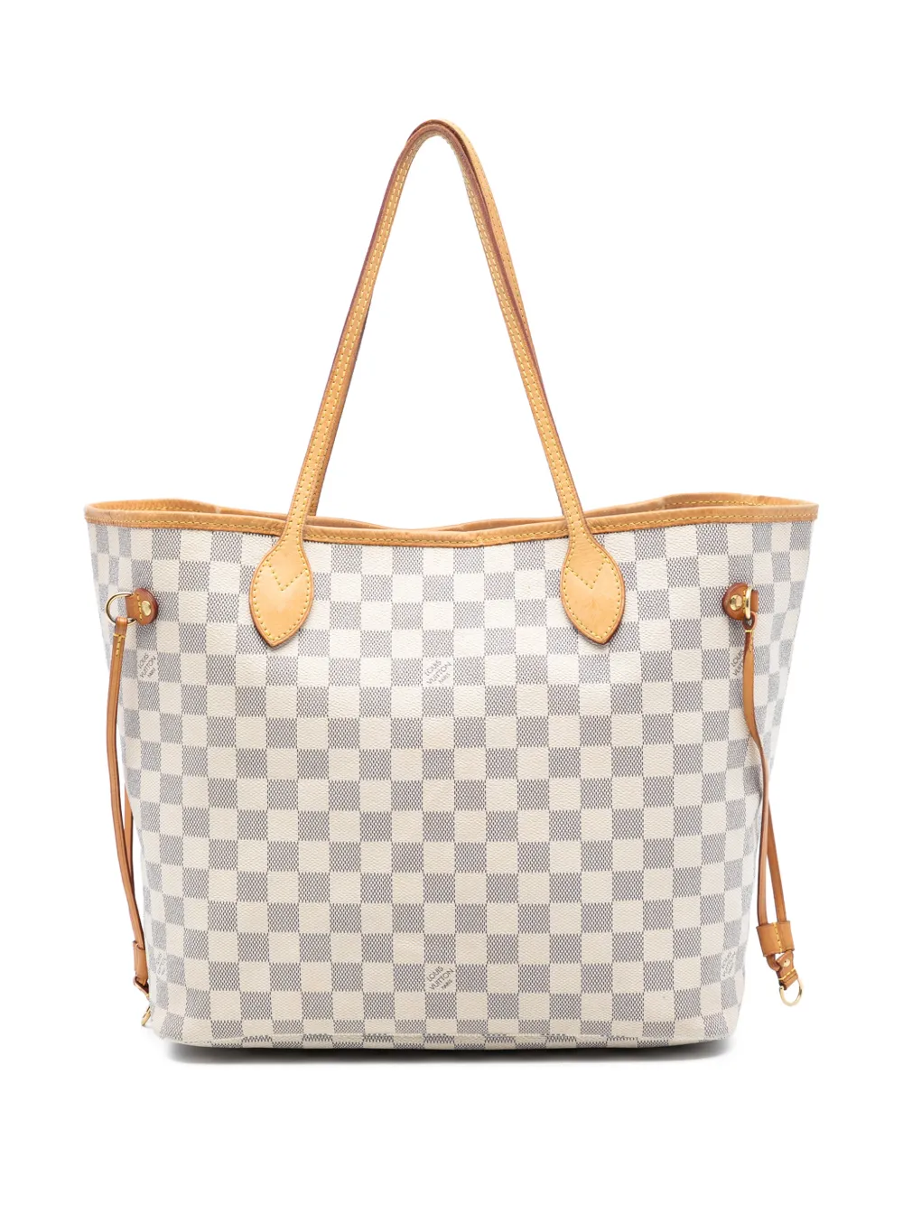 Pre-owned Louis Vuitton 2010 Damier Azur Neverfull Mm Tote Bag In White