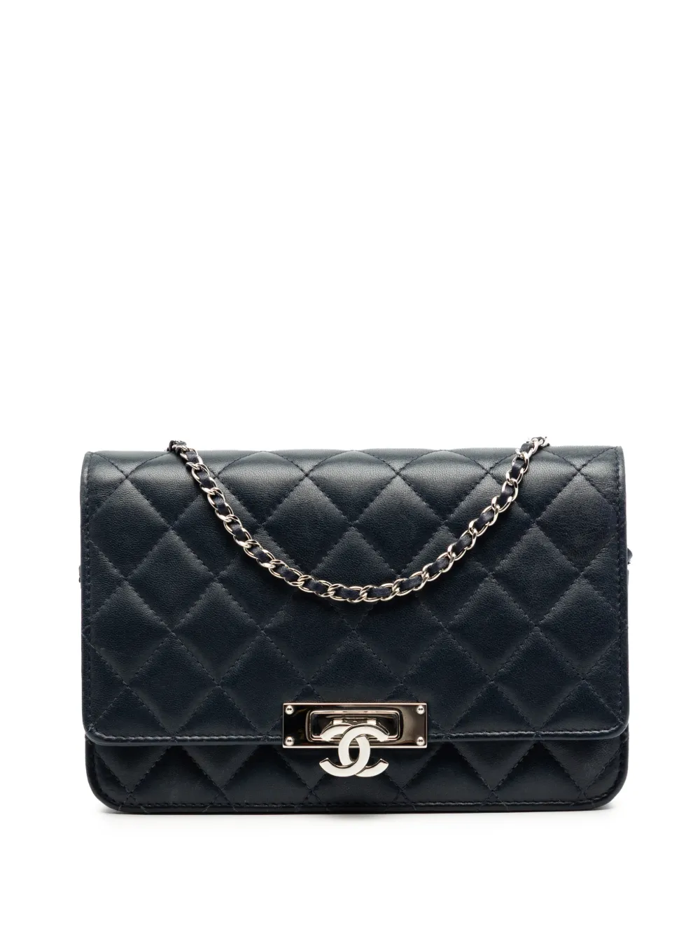 CHANEL Pre-Owned 2016-2017 Quilted Lambskin Golden Class Wallet On Chain crossbody bag - Nero