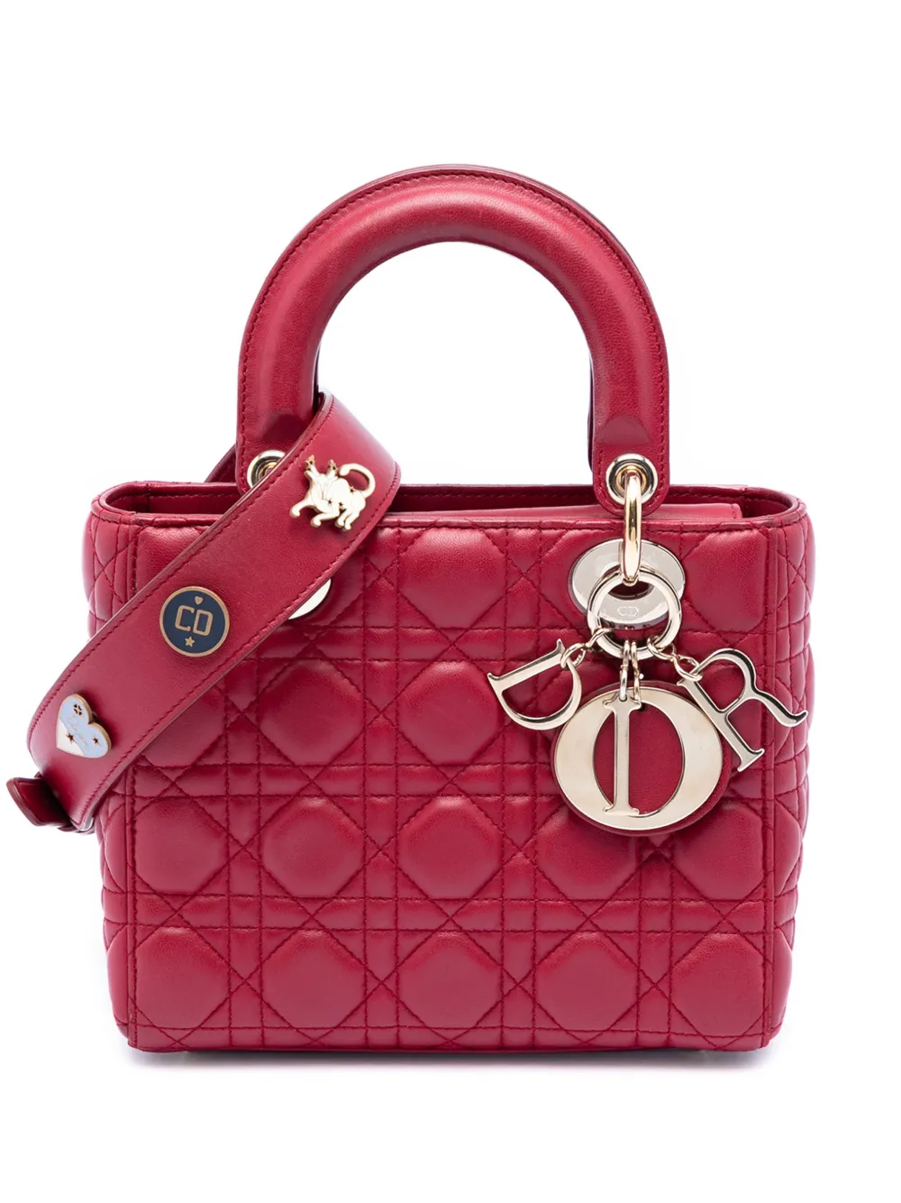 Christian Dior Pre-Owned 2017 Small Lambskin Cannage My ABCDior Lady Dior satchel - Rosso