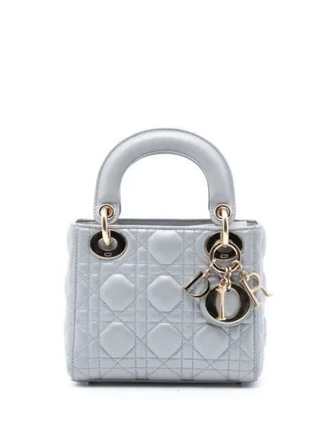 Christian Dior Pre-Owned 2020 Mini Metallic Lambskin Cannage Lady Dior satchel