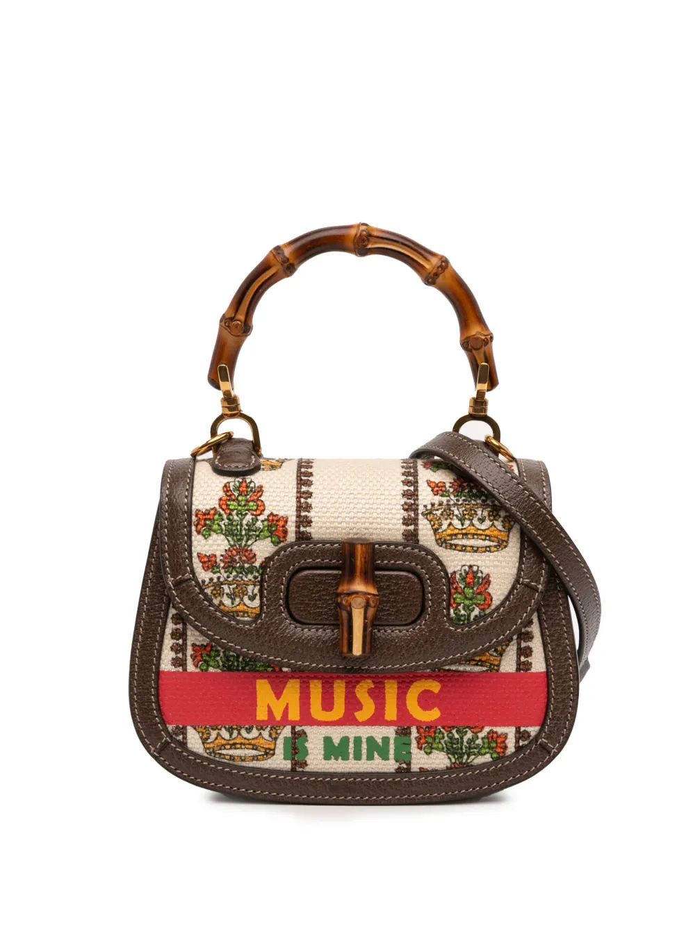 Gucci Pre-Owned 2021 100th Anniversary Mini Canvas 1947 Bamboo Top Handle Bag satchel - Nude
