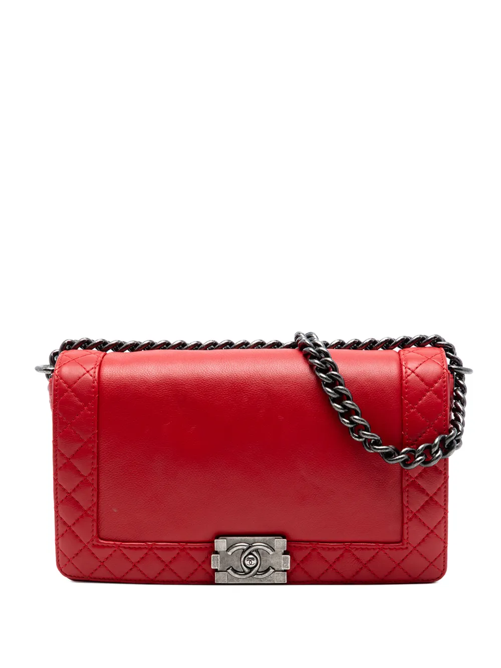 CHANEL Pre-Owned 2013-2014 Old Medium Calfskin Boy Reverso Flap crossbody bag - Red