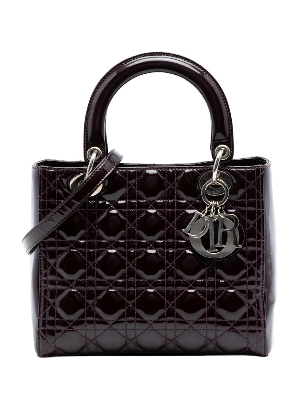 Christian Dior Pre-Owned 2009 Medium Patent Cannage Lady Dior satchel - Viola