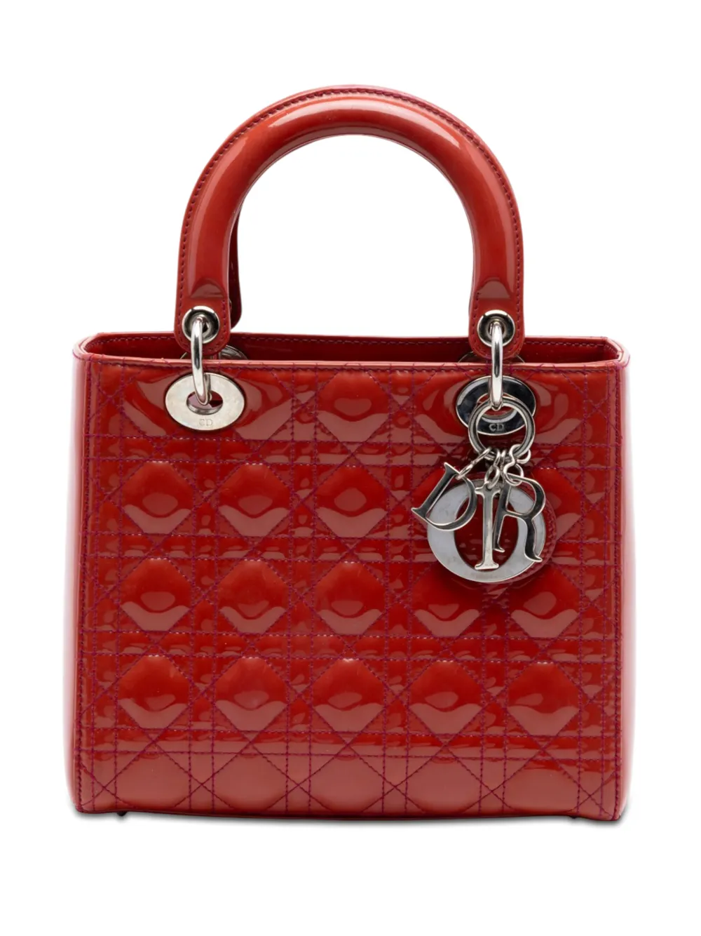 Christian Dior Pre-Owned 2010 Medium Patent Cannage Lady Dior satchel - Rot