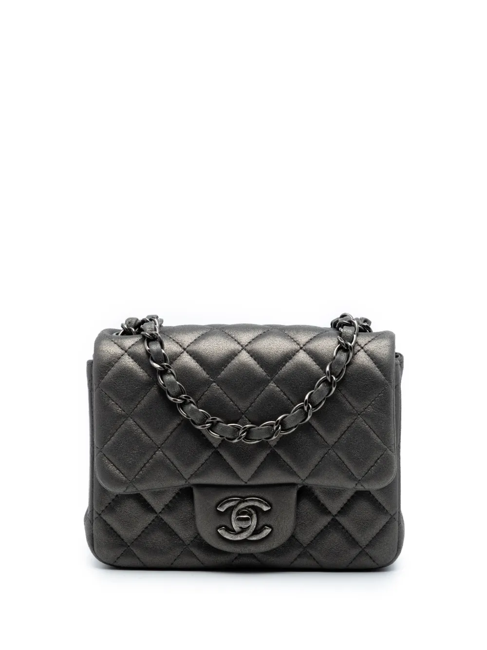 CHANEL Pre-Owned 2014-2015 Mini Square Classic Lambskin Single Flap crossbody bag - Grigio