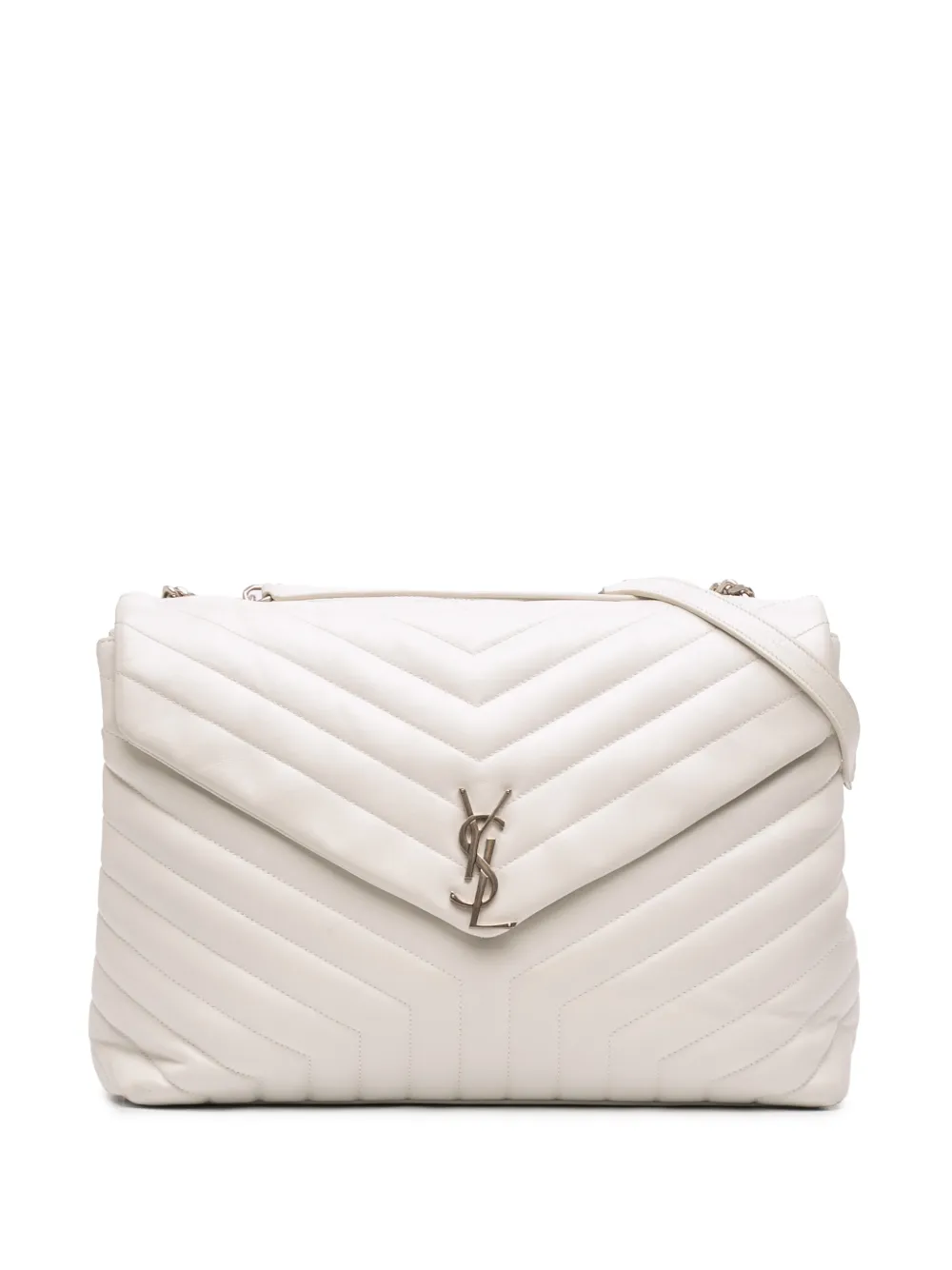 Saint Laurent Pre-Owned 2017 Large Matelasse Calfskin Monogram LouLou shoulder bag - Bianco