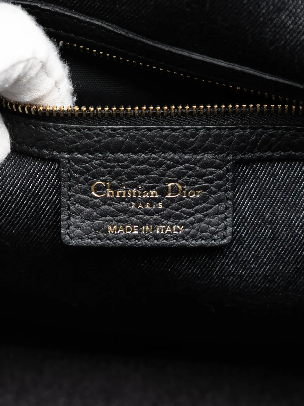 Pre-owned Dior 2015 Denim Patch D Light Satchel In Black