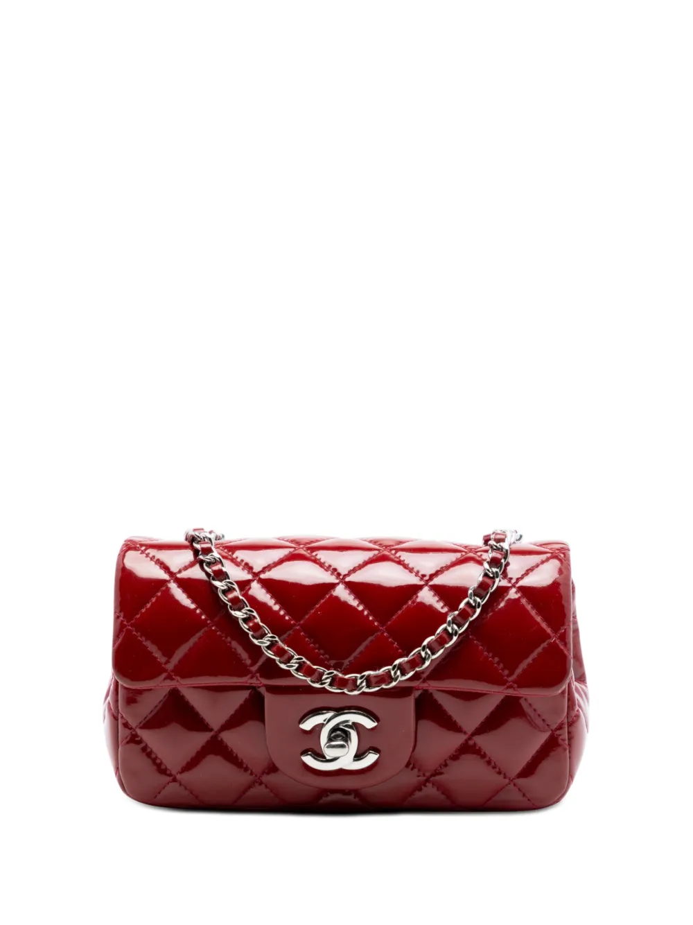 CHANEL Pre-Owned 2013-2014 Extra Mini Rectangular Classic Patent Single Flap crossbody bag - Rosso