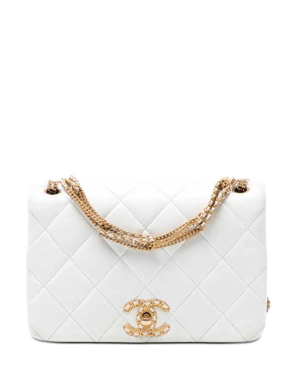 CHANEL Pre-Owned 2021-2026 CC Quilted Lambskin Looping Chain Flap crossbody bag - Bianco