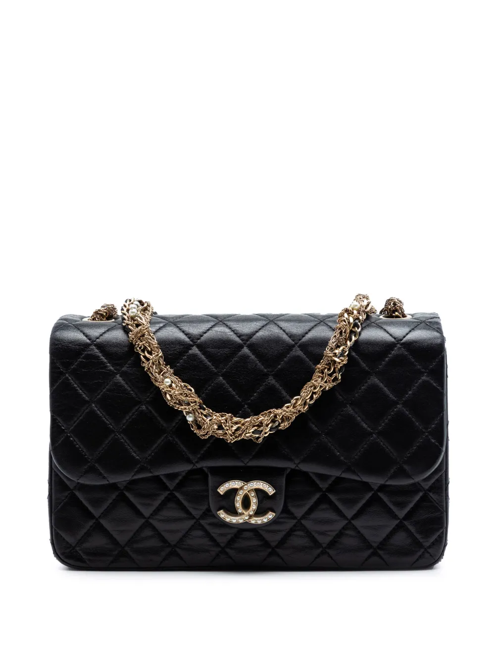 CHANEL Pre-Owned 2015-2016 Medium Quilted Lambskin Westminster Pearl Flap shoulder bag - Black