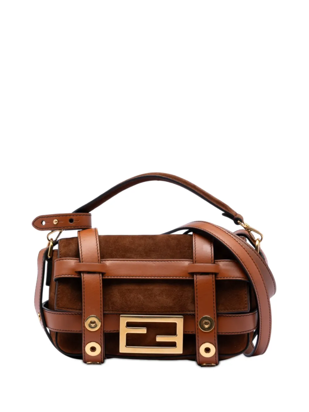 Fendi Pre-Owned 2010-2026 Mini Suede Cage Baguette satchel - Marrone