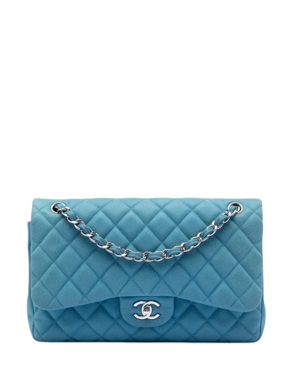 CHANEL Pre-Owned 2013-2014 Jumbo Classic Caviar Double Flap shoulder bag - Blu